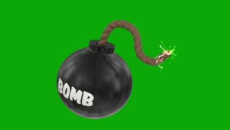 Bombe-Cartoon-Toon-Sicherung-Brennend-Beleuchtet-Timer-Funken-Kugel-Ball-Schleife-4k